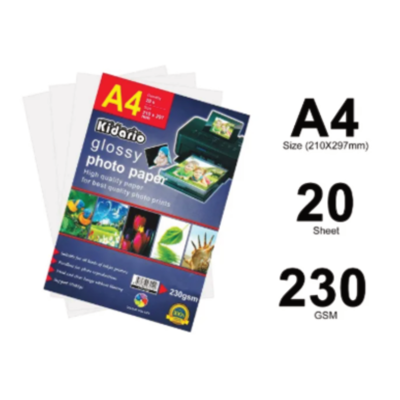 Kidario A4 Glossy Photo Paper 20sheets 230gsm