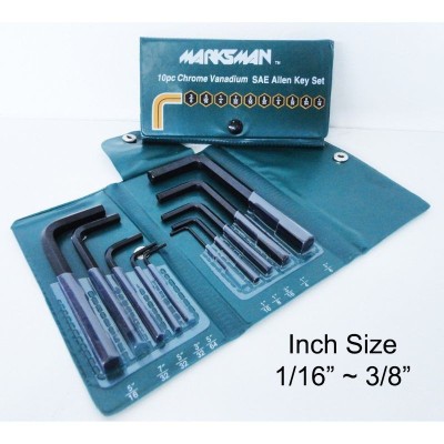*MARKSMAN 10 PCS CHROME VANADIUM ALLEN KEY SET 1 16 INCH TO 3 8 INCH