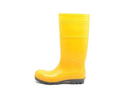 Yellow pvc boots with steel toe waterproof, size 43