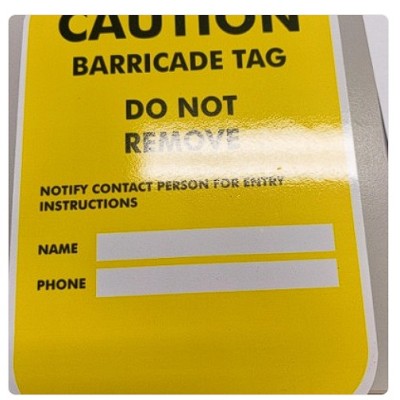 Barricade Tag, Caution Yellow