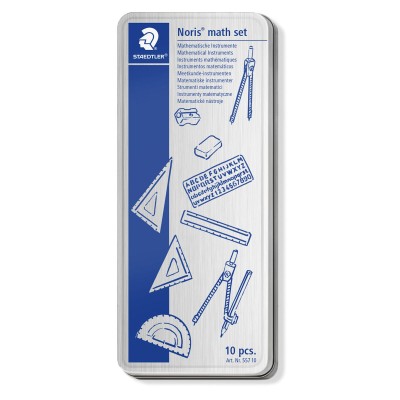 Staedtler Mars Geometry Set Clear 569-0 WP4 PE Mathematical Instruments Geometry Stationery Math Set Compass Ruler Protractor Stencil