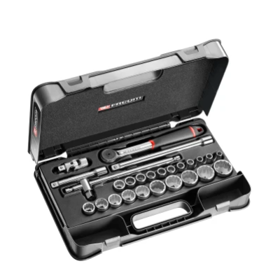 Facom S.161-4P12 26-Piece Metric 1 2 in Standard Socket Set with Ratchet, 12 point