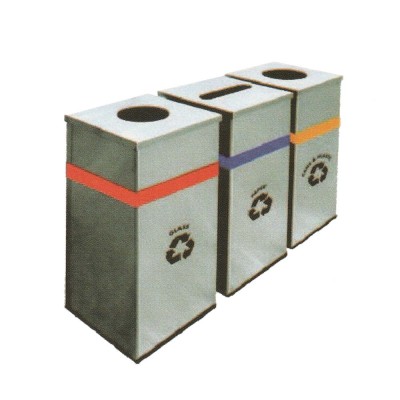 *LEADER 3 x 46 Liters Stainless Steel Square Recycle Bin