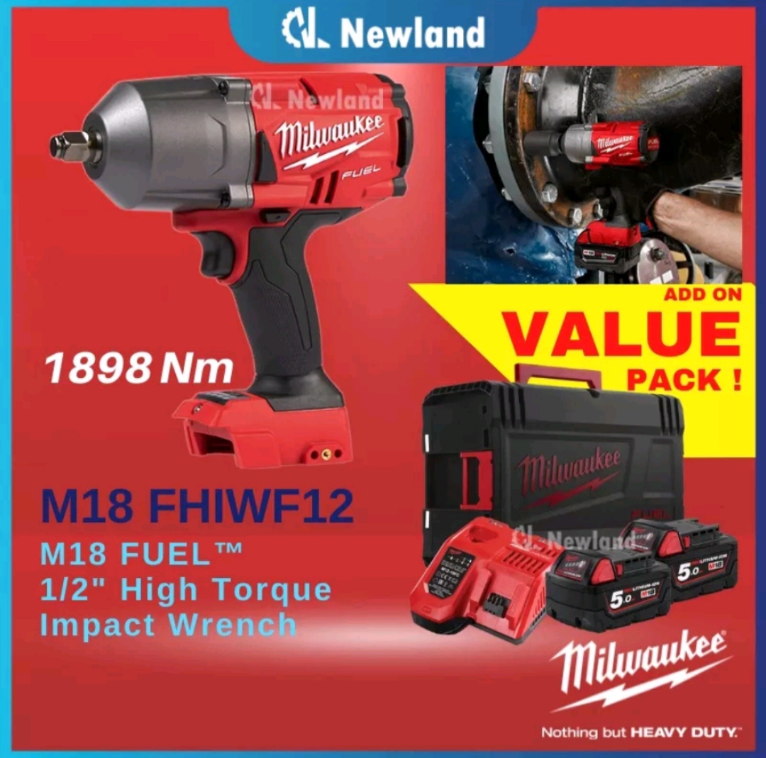 Milwaukee M18 FHIWF12 Fuel 1      /      2" High Torque Impact Wrench 1898NM