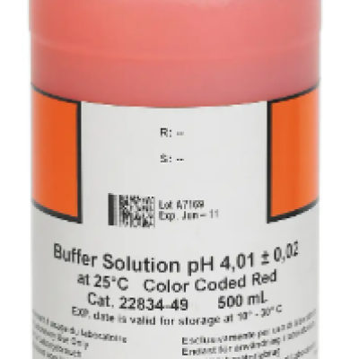 HACH 2283449 Buffer Solution, pH 4.01, Color-coded Red, 500 mL