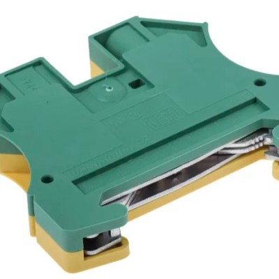 Weidmuller 2-Way WPE 10 Earth Terminal Block, 10mm, 16  6 AWG Wire, Screw Down, Wemid Housing