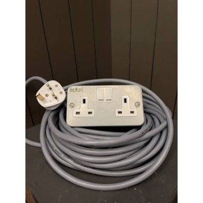 HEAVY DUTY 2 WAY EXTENSION METAL SWITCH SOCKET CABLE 5M