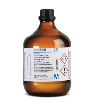 Merck 100317.2500 Hydrochloric acid, HCl, fuming 37%, for analysis EMSURE ACS, ISO, REAG. PH EUR 2.5L