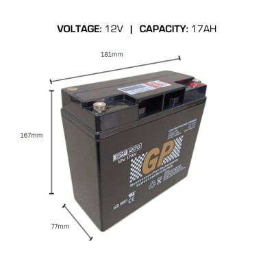 *GP 12V 17Ah (T3) Rechargeable Sealed Lead Acid Battery - GPP12170