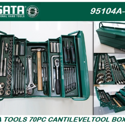 SATA 95104A70-6: 70pc Cantilever Mechanic Tool Chest & Tray Set, DR.1 2, 6PT