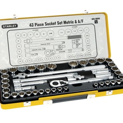 STANLEY 1 2 IN DRIVE 12PT SOCKET SET METRIC IMPERIAL 89-509 (43 pc)