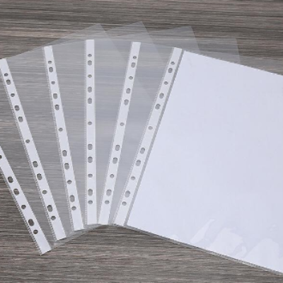 A4 CLEAR PLASTIC 100PCS PUNCHED POCKET FOLDER SHEET PROTECTOR TRANSPARENT PLASTIC