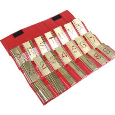 RS PRO 105 Piece Brass Stencil Letters & Numbers, 25mm Character Height