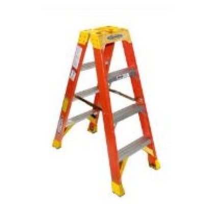 VESTIL FBTFL-4 Fiberglass Twin Front Ladder, 4 Step