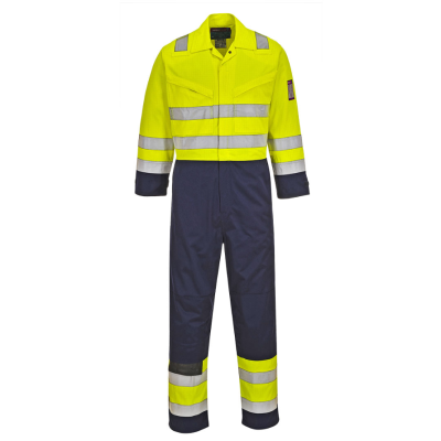 Portwest MV28 - Modaflame Work Hi-Vis Multi-Norm Contrast FR Coverall Yellow Navy