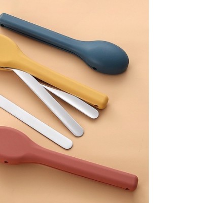 * Stainless Steel Travel Pocket Cutlery Set [5 Pcs] - red blue yellow