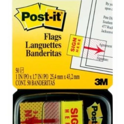 3M Post It Tape Flag Sign Here 1inch x 1.7inch (50's)