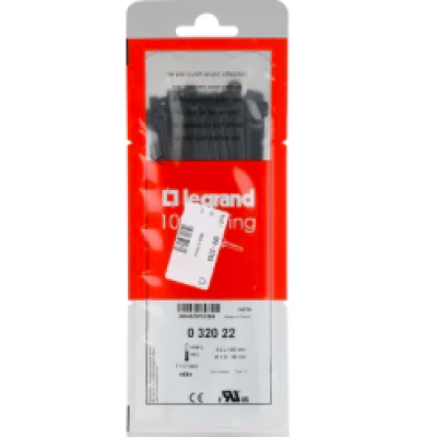 Legrand 620-2763 Cable Tie, 180mm x 4.6 mm, Black Nylon, Pk-100