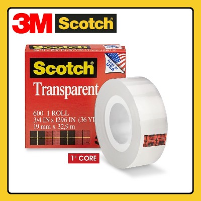 3M Scotch Transparent Tape 600 36yds [1 2 x 36yds] 5 Pcs