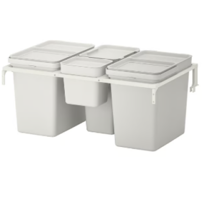 HLLBAR Waste sorting solution, for METOD kitchen drawer light grey, 57 l