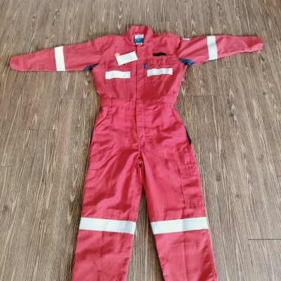 Shell New Design Coverall - Tecasafe Plus Multilite 550 238gsm Red FRC - Inherent Flame Resistance Coverall with 2" FR Reflectors