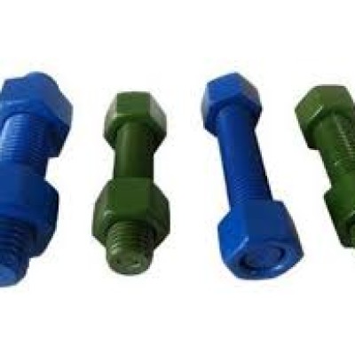 7 8" X 180MM ZN NI PLATED + PTFE COATING BLUE A193 B7 C W 2 NUTS A194 2H STUDBOLTS