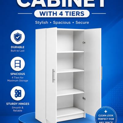 DOUBLE-DOOR CABINET WITH 4 TIER