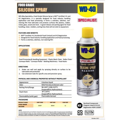 *WD-40 Specialist Food Grade Silicone Spray 360ml