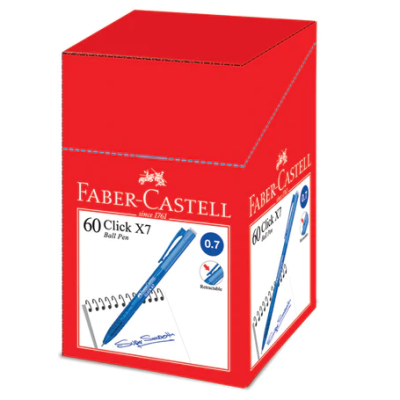 *Faber-Castell Ball Pen Click X7 Box of 60, 0.7 [2s] - Blue