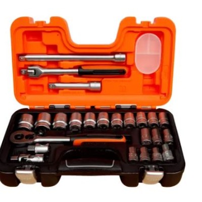 *Bahco 24-Piece Metric 1 2 in Standard Socket Set with Ratchet, 6 point