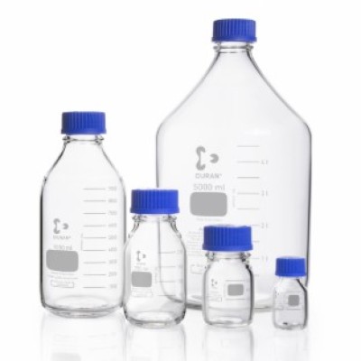 LAB. BOTTLE ROUND CLEAR, 21801.4459 DURAN S-CAP & P-RING, 500ML, 1 PK OF 10
