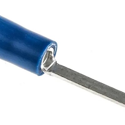 RS PRO Insulated Crimp Blade Terminal 18.1mm Blade Length, 1.5mm to 2.5mm, 16AWG to 14AWG, Blue
