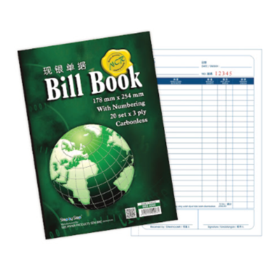 SBS 178MM X 254MM 3 PLY X 20'S BILL BOOK