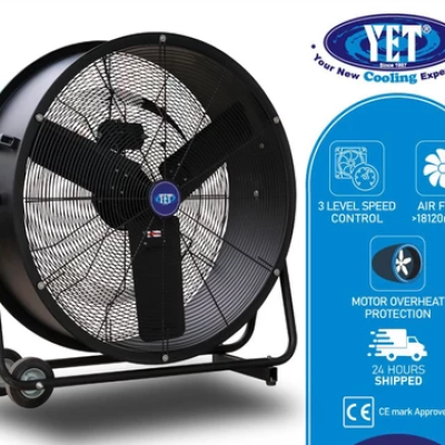 YET HVF75N 30 Inch Heavy Duty Powerful Industrial Floor Fan Drum Fan 18120m3 h Air Flow Motor Overheat Protection