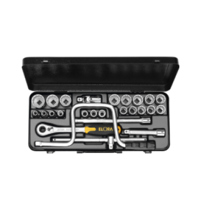 ELORA Socket Set 1 2", hexagon, 26-pcs. 10-32 mm, ELORA-771-LMF