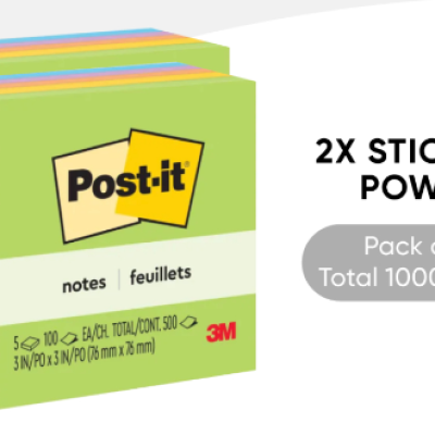 *3M Post-it Super Sticky Notes Jaipur Collection 3x3 [100s x 5 Pads] - PACK OF 2