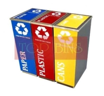 Stainless Steel Recycle Bin Rectangular C     W Flip Top (3-in-1)