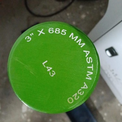 STUDBOLT ASTM A320-L7 C W NUTS A194-4 Zn-Ni ELECTRO PL + PTFE TOP COAT,  3.1 4" X 650mm LG.