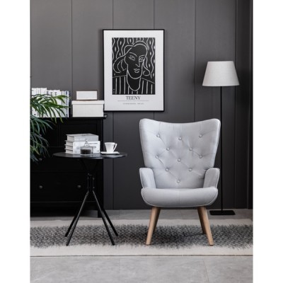 Wing Chair European Style - Linen (Grey)