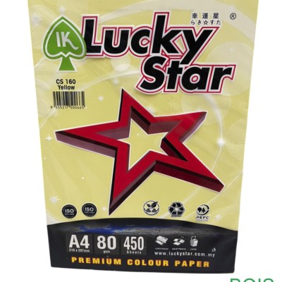 LUCKY STAR A4 COLOUR PAPER 80GSM YELLOW