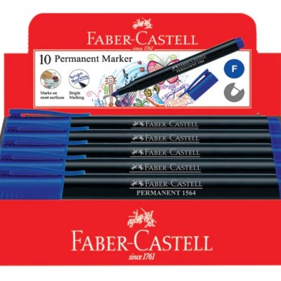 Faber Castell Permanent Fine Marker Box of 10 Blue