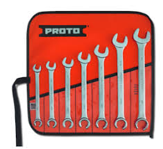 Proto Wrench Combination Set 3  /  8''-3  /  4''AF X 7 Pcs, Flare Nut 12 Pt Open End, Steel Chrome Pvc Pouch 3700AT