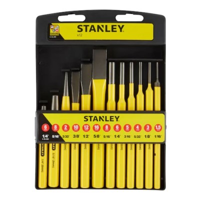 Stanley 12-Piece Punch Set, Pin Punch, 1.5 - 6 mm Shank