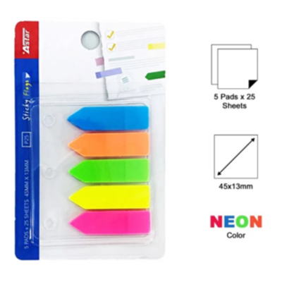 ASTAR P25 Removable Neon Colour Sticky Notes (5 Pads X 25 Sheets)