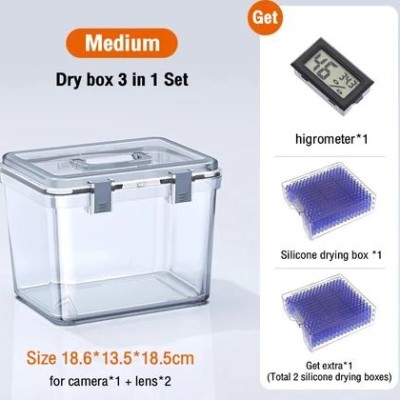 [MEDIUM] Camera dry box storage drybox  dry cabinet Moisture-proof 18.6X13.5X18.5CM