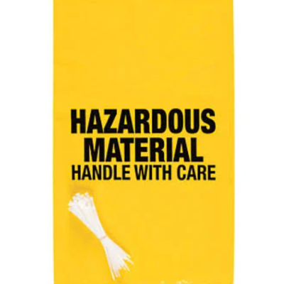 HAZARDOUS MATERIAL DISPOSAL BAG with TIES