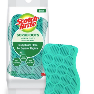 3M SCOTCH-BRITE HEAVY DUTY SCRUB DOTS, RINSES FAST AND CLEAN, 1 PC PACK, FOR DISHWASHING