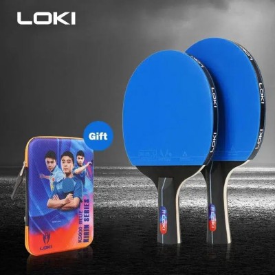 LOKI K5000 Table Tennis Bats x 2 with Blue Rubber