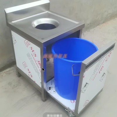 Stainless steel meal collection cart, cafeteria kitchen food waste, tableware and bowl sorting, leftover water recycling cabinet, meal collection station, trash can