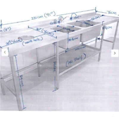 *INDUSTRIAL STAINLESS STEEL SINK WITH 2 BOWL
